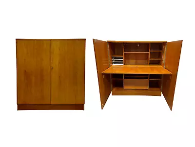 TEAK Mid Century Modern Danish  MAGIC BOX  Desk / Hideaway Secretary Desk • $2700