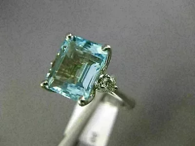 5Ct Emerald Cut Solitaire Aquamarine Vintage Engagement Ring 14K White Gold Over • $97