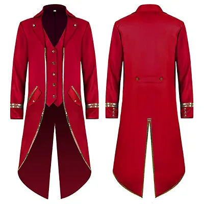 TiaoBug Men‘s Steampunk Vintage Cosplay Tailcoat Lapel Collar Long Sleeve Jacket • $44.06