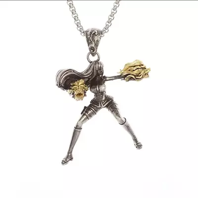 Twin Lions Jewelry Vintage Sexy Goddess Fighting Cheerleader Pendant Necklace • $13.88