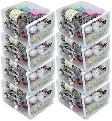 8-Pack Heavy Duty Vinyl Zippered Storage Bags With Handle (Clear) 9  X 11  X 7  • $17.99