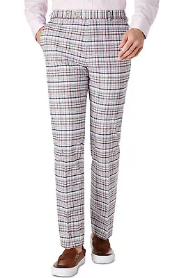 Lauren Ralph Lauren Mens Classic-Fit Madras Plaid Dress Pants 33W X 32L Pink • $48