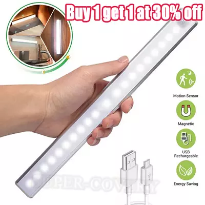 £4.23 • Buy LED PIR Motion Sensor Strip Light Magnetic Cabinet Closet USB Lamp UK