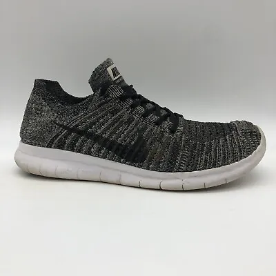 Nike Free RN Flyknit Men's Athletic Running Shoes Oreo Size 13 Black White Gray • $31.80