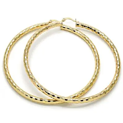 Women's 14K Gold Filled Diamond Cut Round Extra Large Big Hoop Earring 30mm-80mm • $26.95