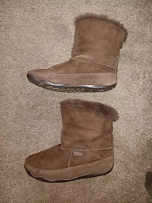 FitFlop Mukluk Sheepskin Winter Boots Womens Size 7 Brown Mid-Calf • $19.50