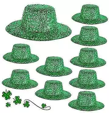  10 Pieces St. Patrick's Day Mini Party Hats Leprechaun Hats Glittery Green  • $27.51