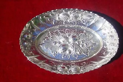 Vintage Dish Tray Oval Embossed Solid Silver 800 • $79.99