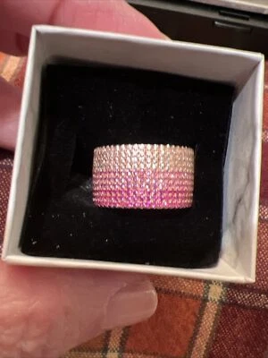 Lab Created Pink Sapphire & Pave Cz’s 925 Sterling With Rose Gold Ring Size 6 • $49.69