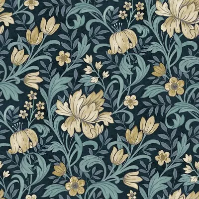 Grandeco Life Marian Navy Wallpaper A67103 -  Floral Modern Morris • £12.49