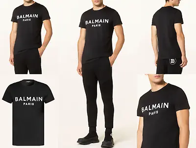 £345.32 • Buy Balmain Flocked Logo Straight Fit T-Shirt Paris Logo Tee Top New XL