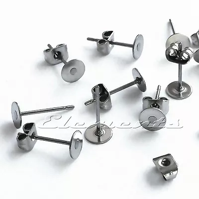 Surgical Stainless Steel Flat Pad Earring Ear Posts With Butterfly Back Scrolls • £19.99