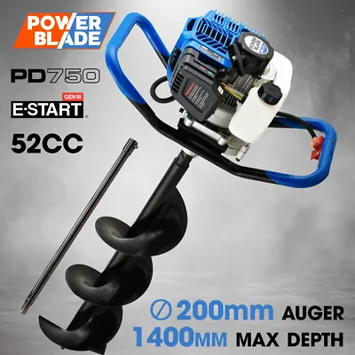 POWERBLADE PD750 52cc 2-Stroke Petrol Post Hole Digger Auger Earth Borer Drill • $234