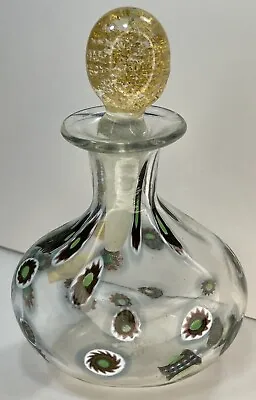 Toscany Murano Italy Blown Millefiori Cane Glass Perfume Bottle W/ Oro Stopper • $57.75