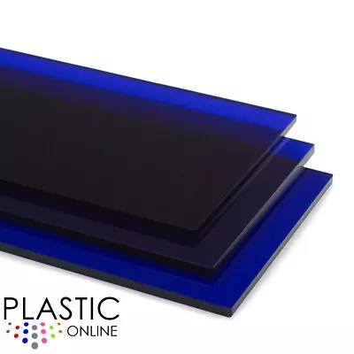 Dark Blue Tint Perspex Acrylic Sheet Colour Plastic Panel Material Cut To Size • £0.99