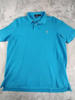 Polo Ralph Lauren Men's L Classic Fit Short Sleeve Blue Polo Cotton Golf Shirt • $14