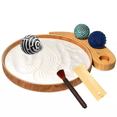 Japanese Zen Garden Kit 9.5'' Bamboo Sand Tray 3 Resin Stamp Spheres Zen Garden • £27.98