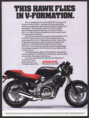 1988 Canadian Honda Motorcycle Print Ad Hawk GT • $7.25