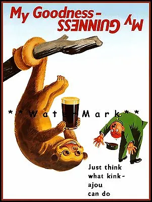 Guinness Kinkajou Vintage Poster Print Retro Bar Kitchen Beer Decor Wall Art  • $27.45