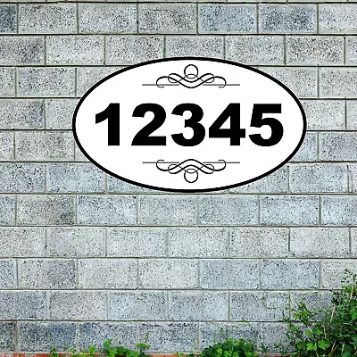 Personalized Home Address Sign Aluminum 12 X7  OVAL WHITE House Number • $14.45