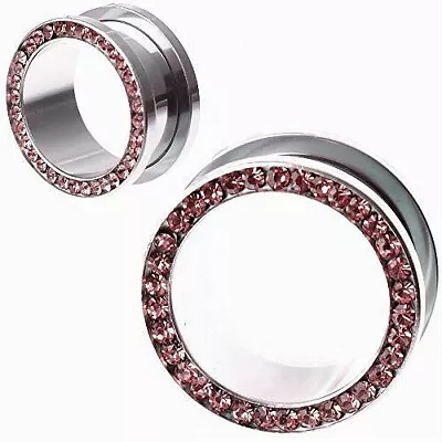 Ear Gauges Ear Plugs Gem  CZ Gem Stainless Steel Plugs • $14.99