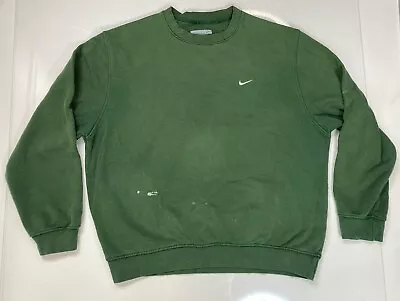 VINTAGE Nike Embroidered Swoosh Crewneck Sweatshirt Men Medium Green 90s • $24.95