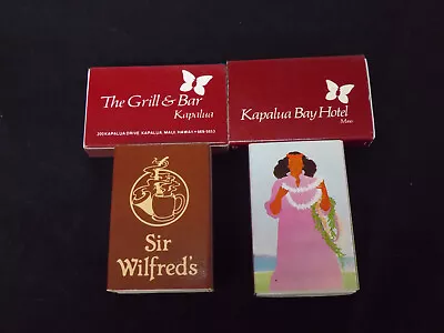 Vintage Lot-4 Matchboxes Maui Hawaii Leilanis Sir Wilfreds Kapalua Grill Hotel • $17.99