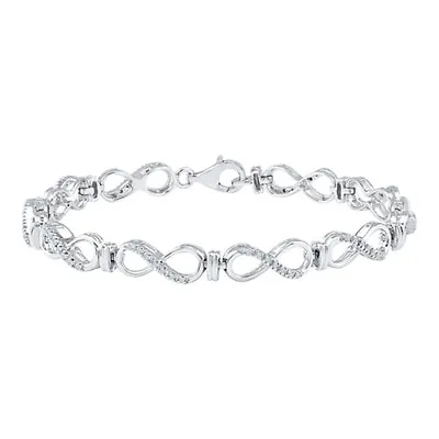 1/4ct Natural Round  Diamond Infinity Bracelet 7  In 925 Solid Sterling Silver • $404.99