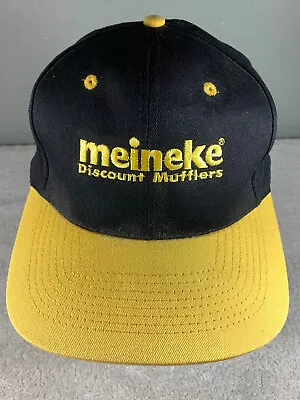 Vintage Meineke Discount Mufflers Dad Hat Cap Snapback Black Yellow Pinnacle • $14.95