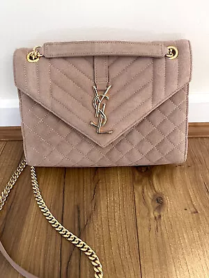 Authentic Saint Laurent YSL  Envelope Monogram Suede Shoulder Bag • $699