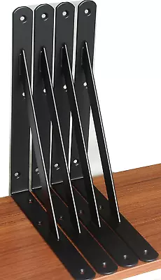 4 Pack L11  X H 8  Black Heavy Duty Shelf Brackets With Screws Metal Shelf Brack • $22.81