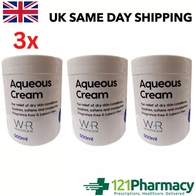 £15.99 • Buy 3x Aqueous Cream 500g Dry Skin | Eczema | Dermatitis| Wash | Moisturise