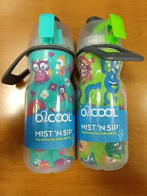 2 Pack: O2Cool Mist 'N Sip Squeeze Trigger Mist Monster/Owl Design 12oz. - 10C • $13.99