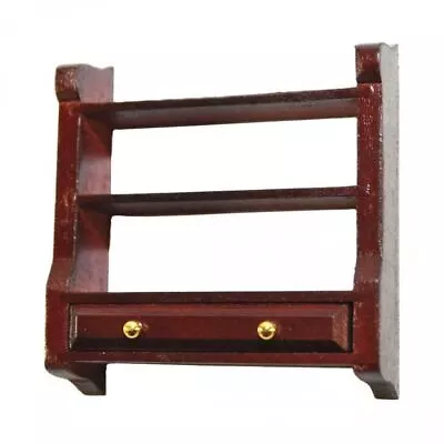 Dolls House Mahogany Wall Shelf Unit & Drawer Miniature Kitchen Furniture • $6.21