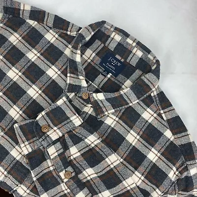 J Crew Men's Brown Blue Plaid Flannel Long Sleeve Button Down Shirt Size XL • $28.88