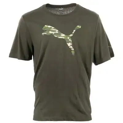 Puma Forest Camo Cat Crew Neck Short Sleeve T-Shirt Mens Green Casual Tops 84574 • $9.99