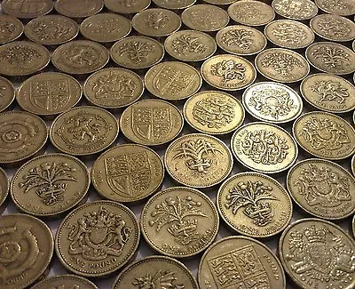 £1 One Pound Coins 1983 To 2015 - Circulated Inc Three Lions Celtic Cross Etc • £4.89