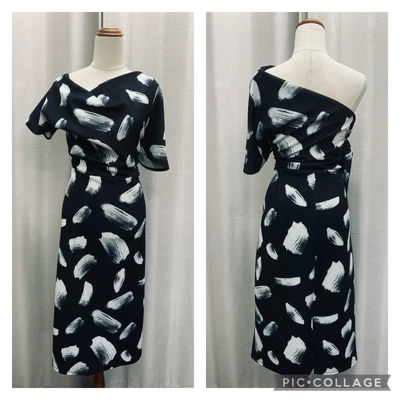$10 • Buy Stunning ASOS CURVE Black Brush Stroke Print Midi Dress Size 18