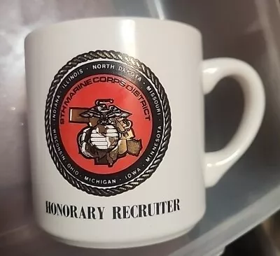 Vintage 9th Marine Corps District USMC Coffee Cup Mug - Honorary Recruiter • $5.99