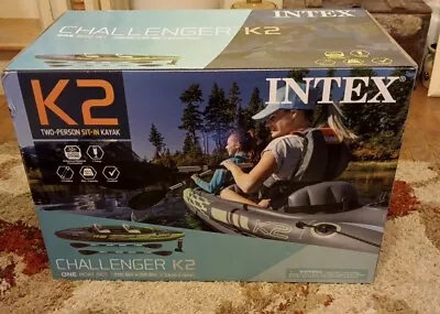 Intex Challenger K2 2-Person Inflatable Kayak & Accessory Kit-Oars-Pump-Bag*NIB • $120.90