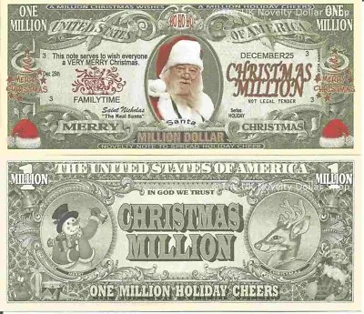 Santa Claus Father Christmas Saint Nicholas Real Santa Million Dollar Bills X 2 • £1.99