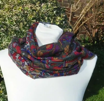 Scarf In Liberty Varuna Wool Collier Campbell Purple Red Grey Multi Aztec • £29.99