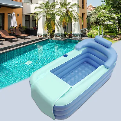 $50 • Buy Inflatable Adult PVC Folding Portable Blow Up Bathtub Bath Tub Spa Warm Blue US