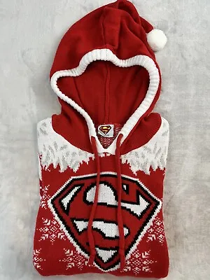 SUPERMAN Men's Hoodie Superhero Ugly Christmas Red/White Sweater Size XL • $26