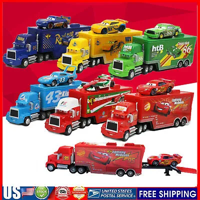 2-Piece Set Disney Pixar Cars Hauler Truck & Car  Multiple Styles Low Price US • $18.58