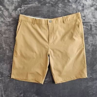 Puma Golf Shorts Mens 38 Jackpot 2.0 Flat Front Moisture Wicking Chino Tan Khaki • $21.89