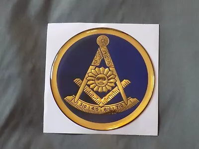 Masonic 3  Gel Car Emblem Past Master Mason With Square Blue Fraternity NEW! • $8.89