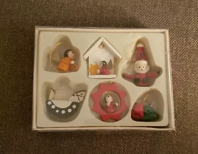 Vintage Wooden Miniature Christmas Ornaments Lot Mini Tiny Wood Santa Angel Bell • $7.99