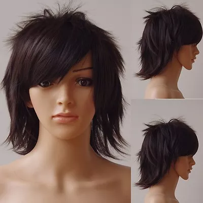 Men Boys Vogue Short Hair Wig Heat Resistant Layer Straight Full Wigs Cosplay Sc • $15.58