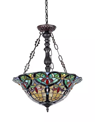 Tiffany Style Pendant Hanging Victorian Design Stained Cut Glass Ceiling Light • $259.89